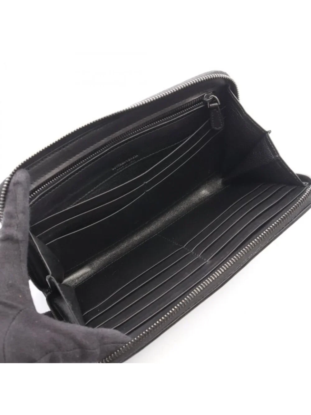 Bottega Veneta Round Wallet Intrecciato Black Leather